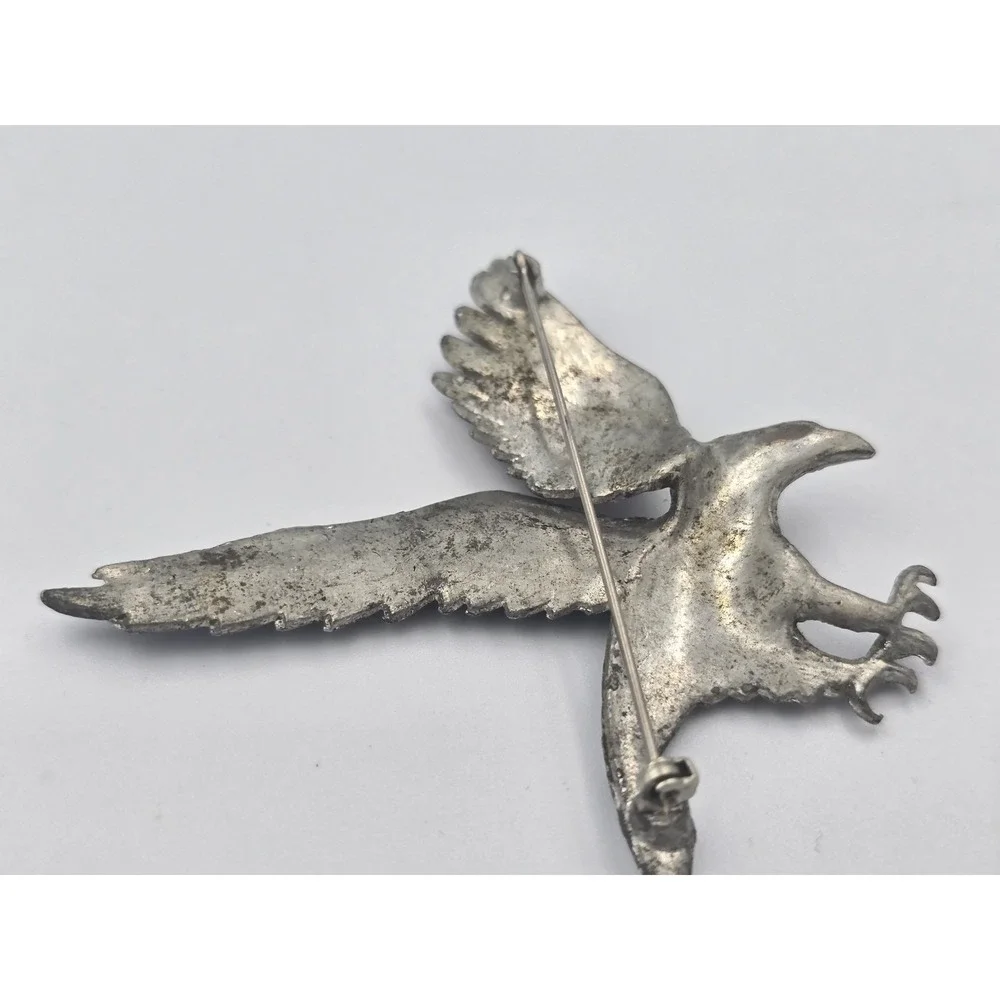 Vintage Patriotic WWII‎ Sweetheart Brooch Red White & Blue Eagle Figural Pot